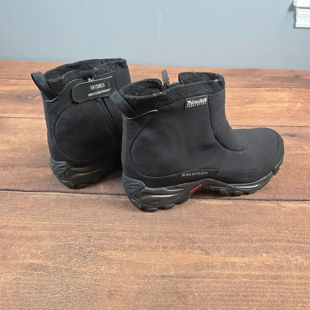 Salomon Tactile 2 TS WP Winter Boots Mens 7 Black Thinsulate Waterproof Zip